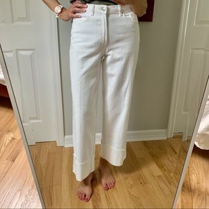 NWT Zara mid rise wide leg white jeans